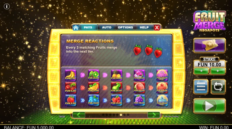 Fruit Merge Megapots - fusión de frutas en Hold and Spin